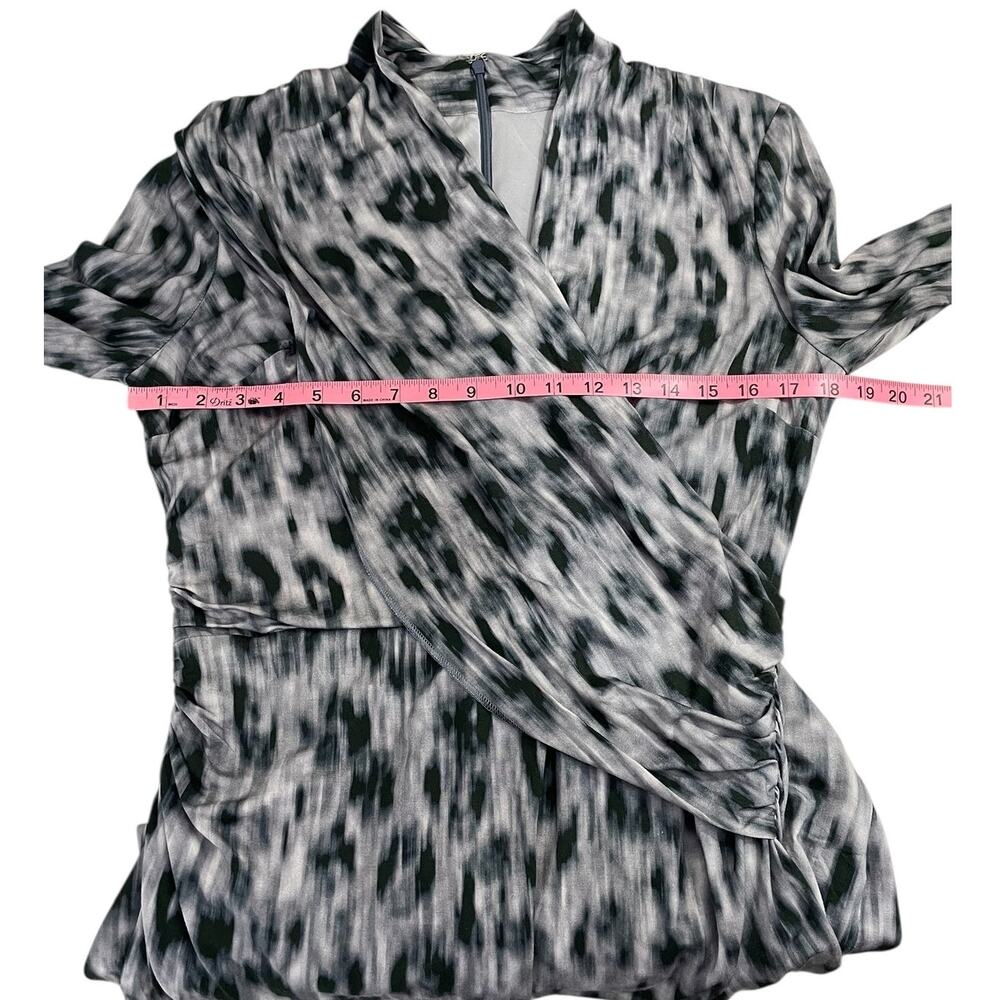 David Meister Animal Print Ruched Midi Sheath Dress Sz 14 Timeless Classic Chic - Picture 7 of 12